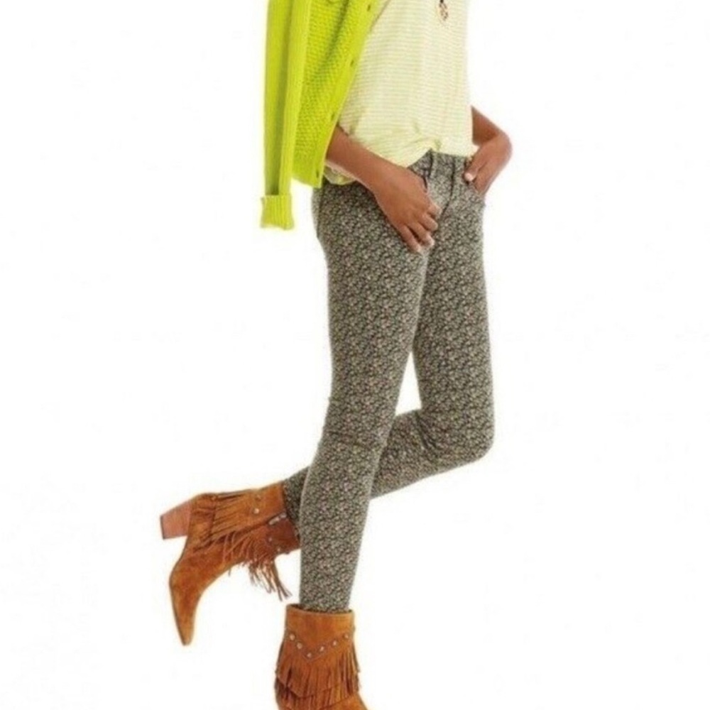 Cabi Abstract Floral Print Jeans Green Size 0